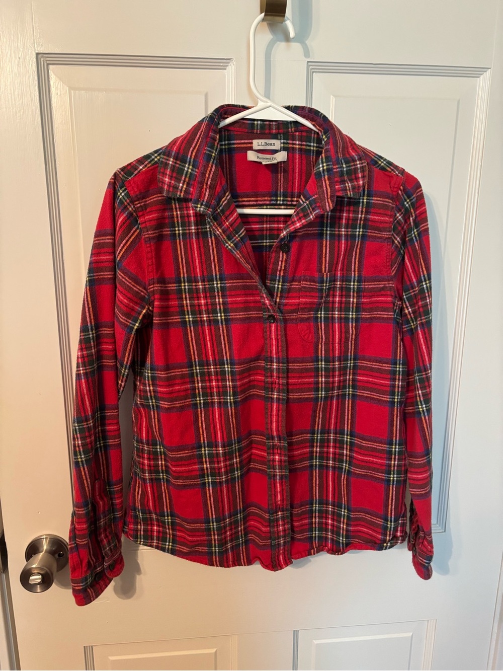 L.L.Bean Red and Green Plaid Flannel Shirt